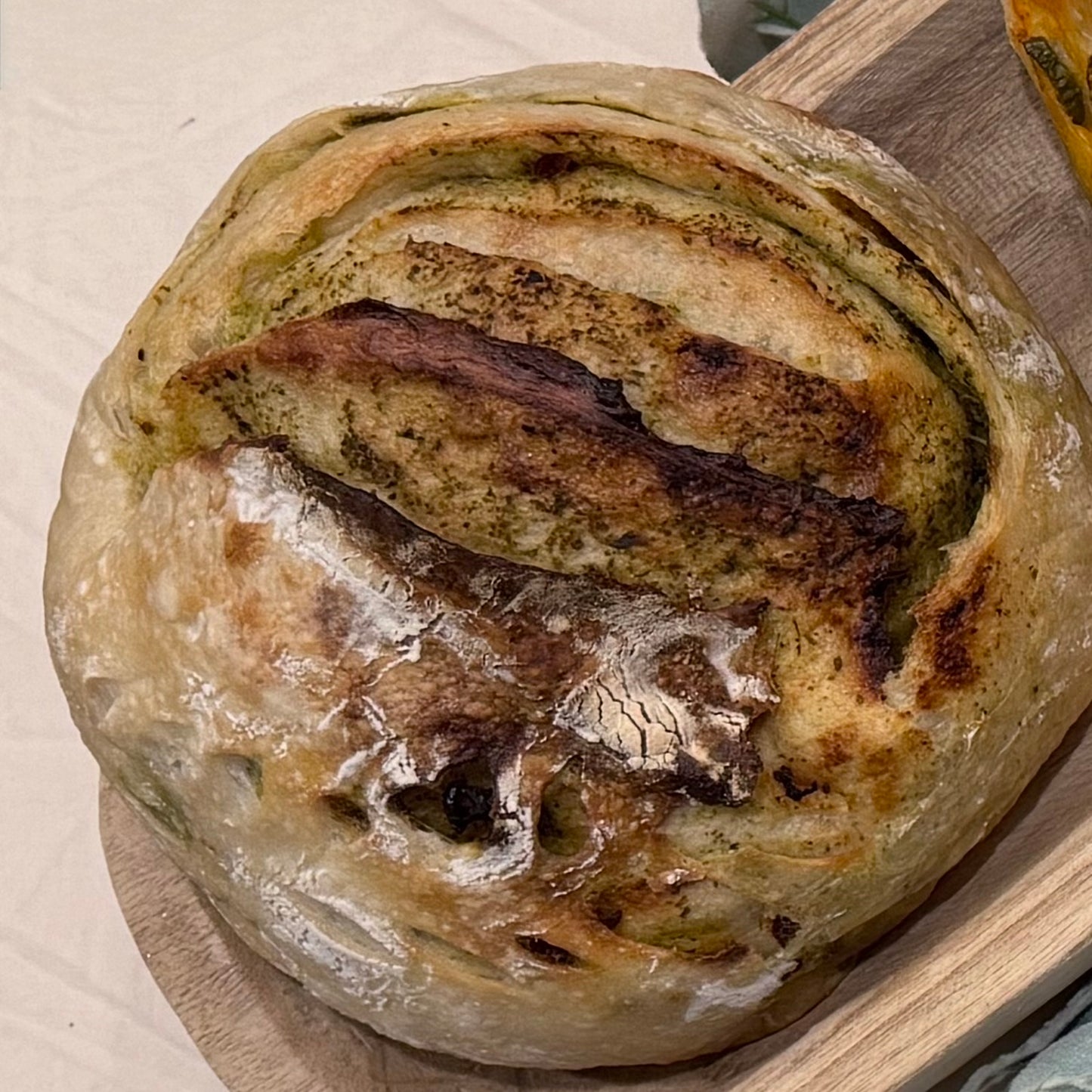 Pesto and Sun Dried Tomato Sourdough Loaf